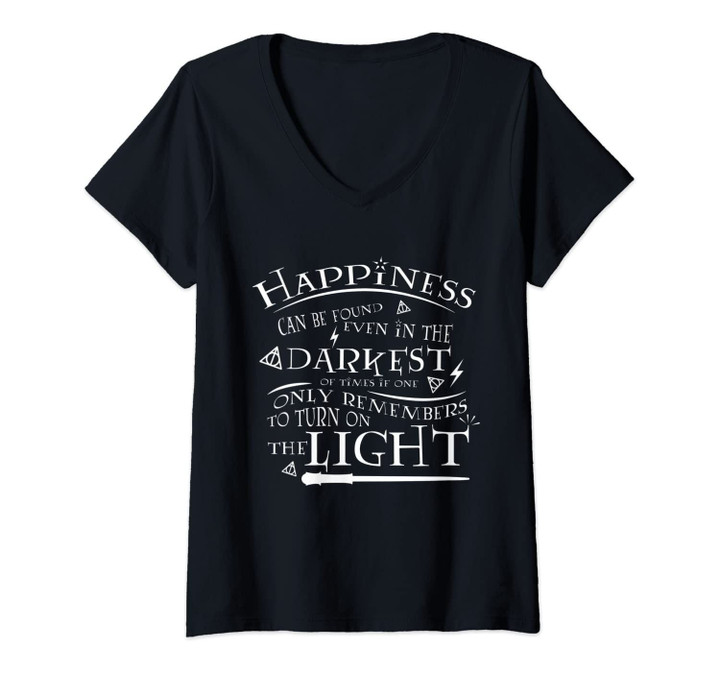 Womens Happiness Can Be Found Even In The Darkest Of Times V-Neck T-Shirt