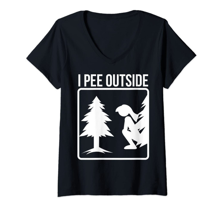 Womens I Pee Outside | Cute Take A Leak Out Gift V-Neck T-Shirt