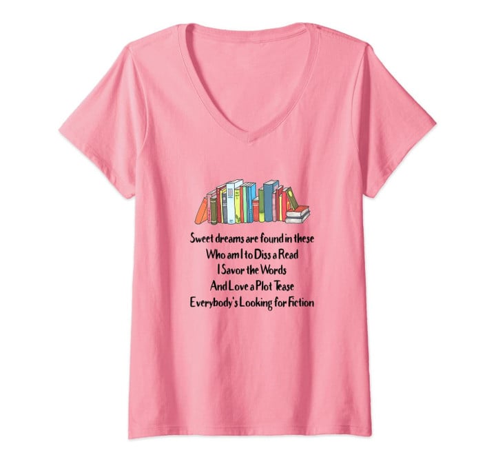 Womens I Savor The Words And Love A Plot Tease V-Neck T-Shirt