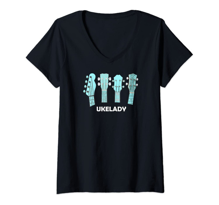 Womens Funny, Clever, Attractive Ukelele Ukelady V-Neck T-Shirt