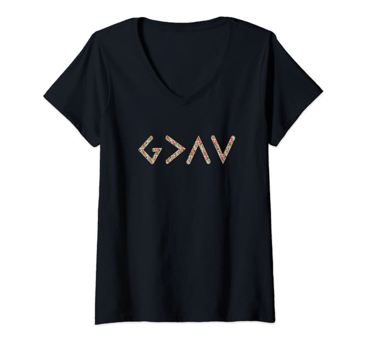 Womens God Is Greater Than The Highs And Lows Shirt Hawaiian Tattoo V-Neck T-Shirt