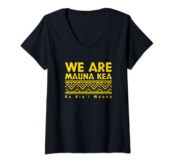 Womens Tribal We Are Mauna Kea - Ku Kia'i Mauna V-Neck T-Shirt