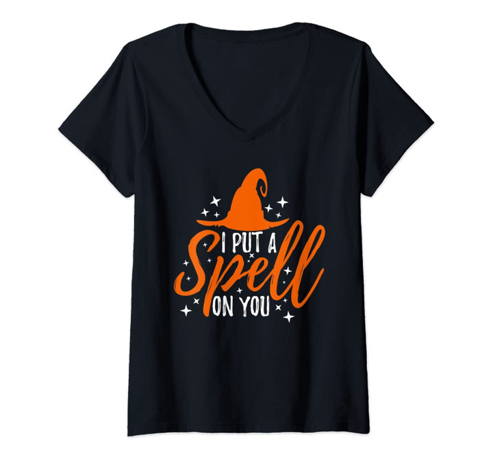 Womens I Put A Spell On You Halloween V-Neck T-Shirt