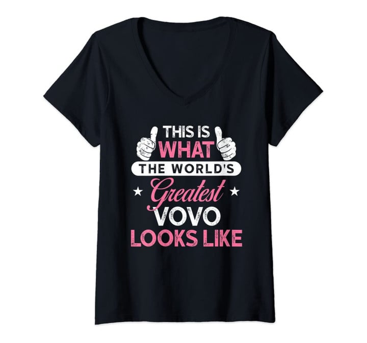 Womens Vovo Shirt Gift: World's Greatest Vovo V-Neck T-Shirt