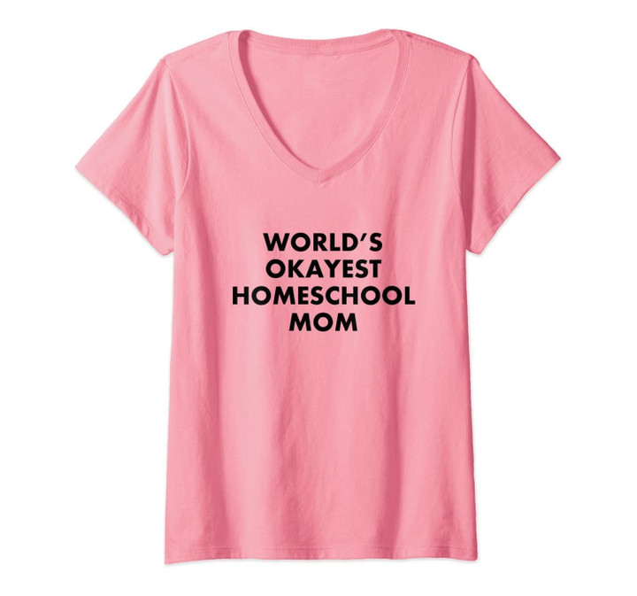 Womens World's Homeschool Teacher Mom Teaching Gift Present V-Neck T-Shirt