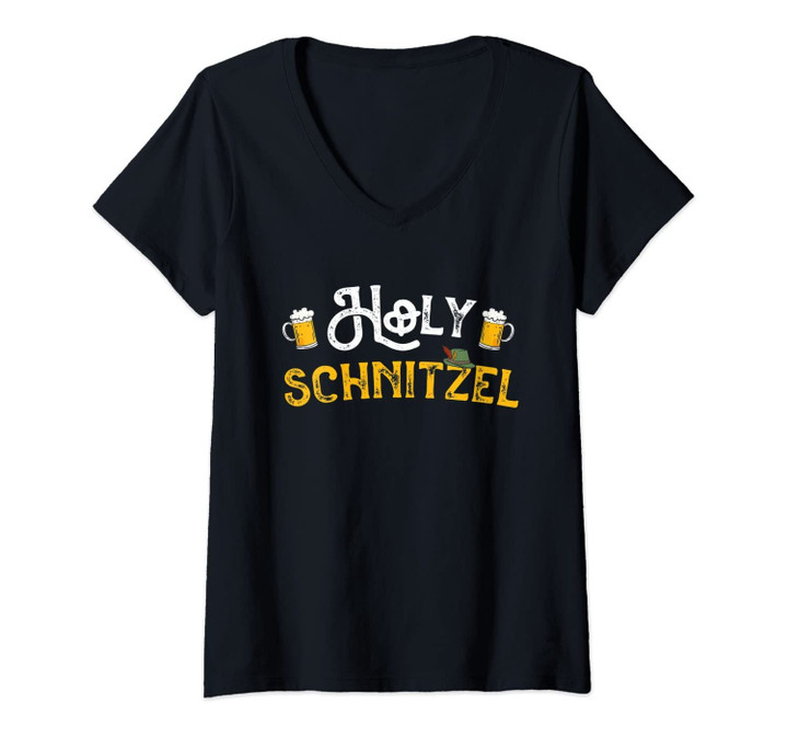 Womens Holy Schnitzel - Funny Drinking Quotes And Phrases V-Neck T-Shirt