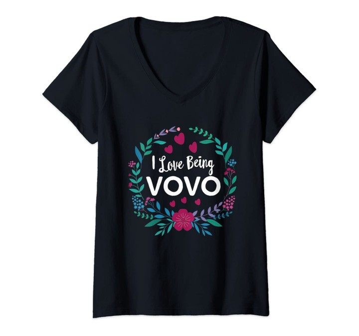 Womens I Love Being Vovo Tshirt Portuguese Grandmother Gift V-Neck T-Shirt