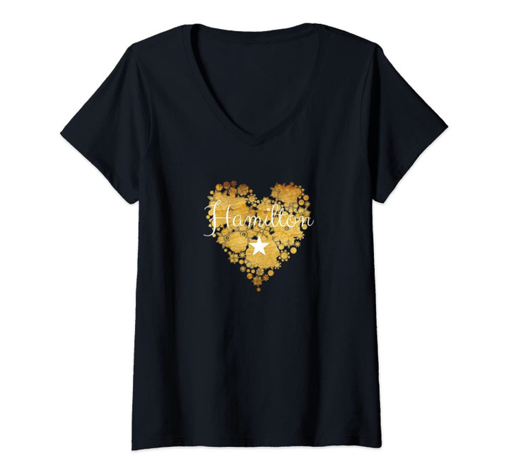 Womens I Love Hamilton Heart | Gift For Teenage Girl Women V-Neck T-Shirt