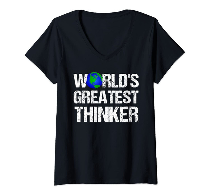 Womens World's Greatest Thinker V-Neck T-Shirt