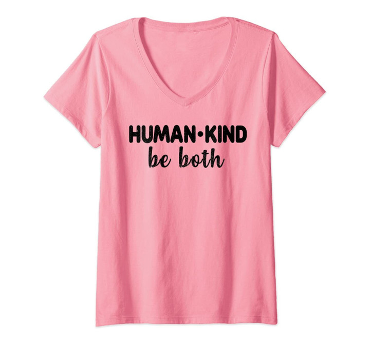 Womens Human-Kind Be Both Anti-Bullying Inspirational Kindness V-Neck T-Shirt
