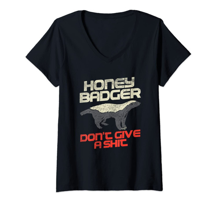 Womens Honey Badger Don't Give A Shit V-Neck T-Shirt