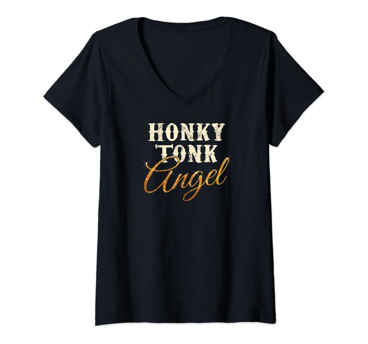 Womens Honky Tonk Angel Country Music Legends Number 1 Fan V-Neck T-Shirt