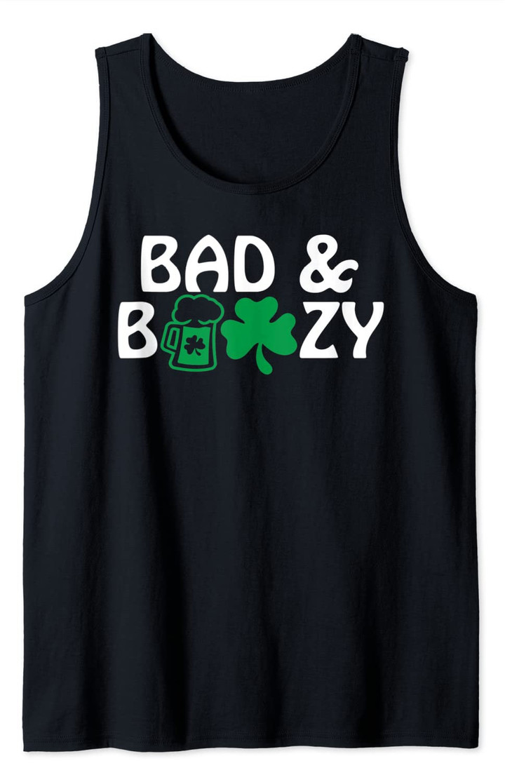Bad and Boozy Funny St Patty's Day Matching Green Beer Meme Tank Top