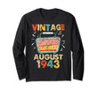 Vintage 76th Birthday Gift Since August 1943 76 Years Old Long Sleeve T-Shirt