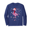 Fa La La La Mingo Funny Pink Flamingo in Santa Hat Christmas Long Sleeve T-Shirt