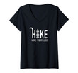 Womens Hike More Worry Less Hiking Outdoors Wild Tree Camping Gifts V-Neck T-Shirt