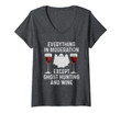 Womens Ghost Hunting Gift - Funny Ghost Hunter And Wine V-Neck T-Shirt