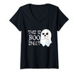 Womens This Is Boo Sheet Bull Shit Funny Halloween Ghost Gift V-Neck T-Shirt