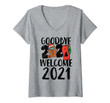 Womens Goodbye 2020 Hello 2021 Gingerbread New Year Quarantine Gift V-Neck T-Shirt