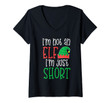 Womens I'm Not An Elf I'm Just Short Funny Christmas Holiday Pun V-Neck T-Shirt