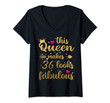 Womens This Queen Makes 36 Look Fabulous 36th Birthday Gift V-Neck T-Shirt