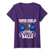 Womens Good Girls Bad Girls Pool Player Billiards Funny V-Neck T-Shirt