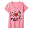 Womens I'm Just Here For The Snacks Funny Fantasy Football League V-Neck T-Shirt