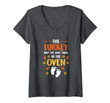 Womens Turkey Ain't The Only Thing In Oven Thanksgiving Pregnancy V-Neck T-Shirt