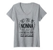 Womens They Call Me Nonna Partner In Crime Gifts Funny Grandma Gift V-Neck T-Shirt