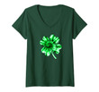 Womens Tie Dye Shamrock St Patricks Day Shirt Women Men Green Fun V-Neck T-Shirt