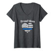 Womens Thin Blue Line Proud Mom Police Officer Mother Family Gift V-Neck T-Shirt