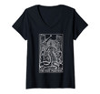 Womens The High Priestess Tarot Card Medusa Greek Horror Halloween V-Neck T-Shirt