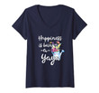 Womens Grandma Quote Happiness Is Being A Yaya Floral Gift V-Neck T-Shirt