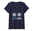 Womens Funny Winter Let Tits Snow Now For Women Text Quote Meme V-Neck T-Shirt