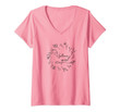 Womens Uptown Girl, Women's Trendy Graphic Floral Flower Style V-Neck T-Shirt