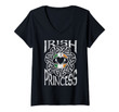 Womens Irish Princess Celtic Knot Claddagh Ring St. Patrick's Day V-Neck T-Shirt