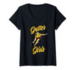 Womens Gutter Girls Funny Retro Bowling Team Gift V-Neck T-Shirt