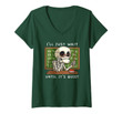 Womens Halloween Skeleton Teacher I'll Just Wait Until It's Quiet V-Neck T-Shirt