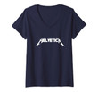 Womens Helvetica Heavy Metal Typography Designer V-Neck T-Shirt