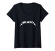 Womens Helvetica Heavy Metal Typography Designer V-Neck T-Shirt