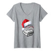 Womens Hedgehog Love Books Glasses Lover Christmas Nerd Gift Top V-Neck T-Shirt