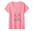 Womens Tripod Dog, Dog Mom, Cute Cartoon Dog, Three Legged Dog V-Neck T-Shirt