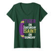 Womens Tiger On Saturday Saint On Sunday Louisiana Football Apparel V-Neck T-Shirt