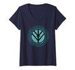 Womens Viking Shield Maiden Teal Shield And With Norse Knot Work V-Neck T-Shirt