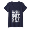 Womens Get Set Bake Great Gift For British Fans Off Baking V-Neck T-Shirt