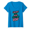 Womens I'm Just Out Here Trusting God Funny Christian Gift White V-Neck T-Shirt