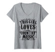 Womens This Girl Loves Country Music Vintage Concert Nashville Gift V-Neck T-Shirt