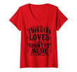 Womens This Girl Loves Country Music Vintage Concert Nashville Gift V-Neck T-Shirt