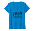 Womens Happy And Retired Funny Retirement Gift V-Neck T-Shirt