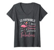 Womens Grammymingo Pink Flamingo Grammy Funny Grandma Gift V-Neck T-Shirt